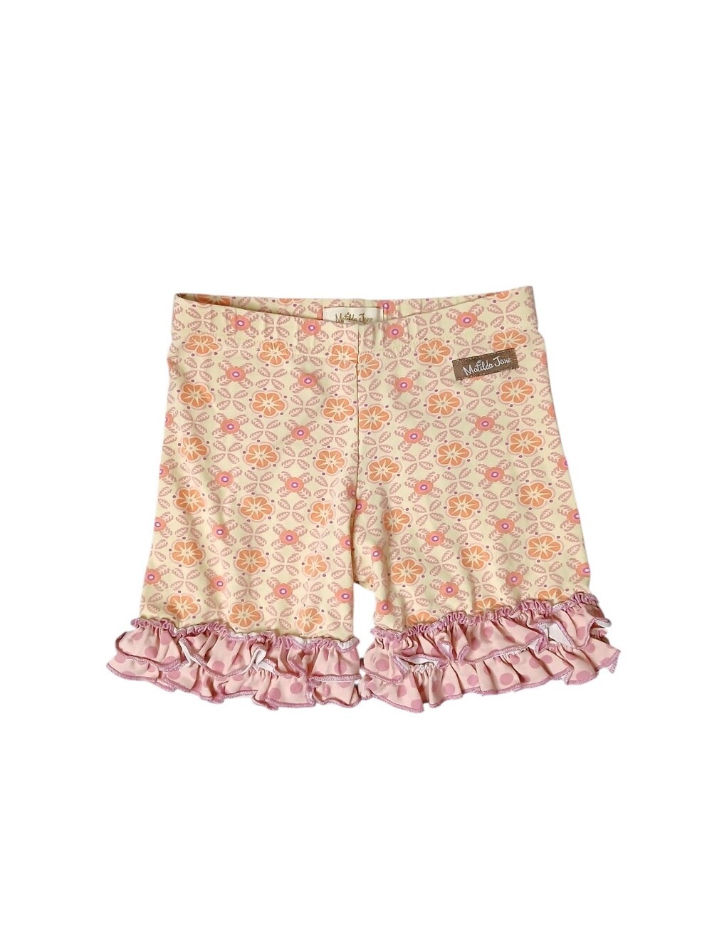 Matilda Jane Girls Cream and Pink Floral Ruffle Hem Shorts